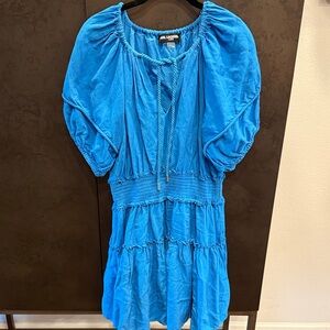 Karl Lagerfeld Vibrant Blue Puff Sleeve Mini Dress